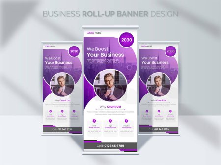 Illustration for Modern Business Roll-Up Banner Design template, Creative Corporate Signage Banner Design, Display Standee banner, Sale banner Design - Royalty Free Image