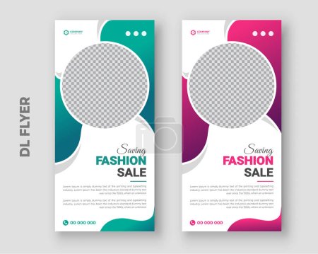 Illustration for Roll up Fashion design template and online Modern dl flyer shopping cover poster template - Royalty Free Image