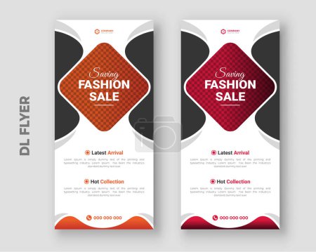 Illustration for Roll up Fashion design template and online Modern dl flyer shopping cover poster template - Royalty Free Image