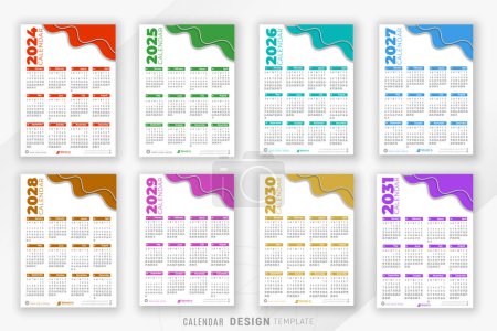 Photo for 2024 to 2031 calendar design for happy new year planner bundle template - Royalty Free Image