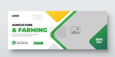 Agricultural and farming services web banner or social media post lawn gardening template design