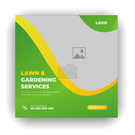 Photo for Agriculture farming service cover and  social media post lawn gardening colorful bundle template - Royalty Free Image