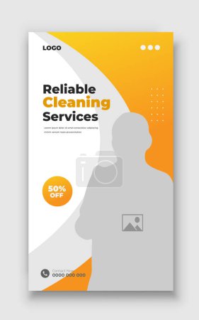 Photo for Home and hotel cleaning social media Instagram story post. Cleaning service social media web advertisement banner template - Royalty Free Image