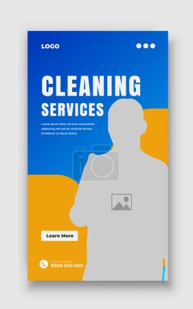 Home cleaning service for smooth gradient background shape color instagram story and post web ad banner template