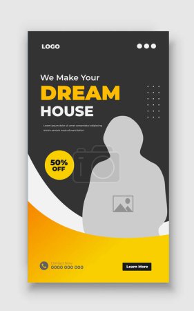 Real estate house property and Construction social media post for smooth gradient background shape color instagram story and post web ad banner template