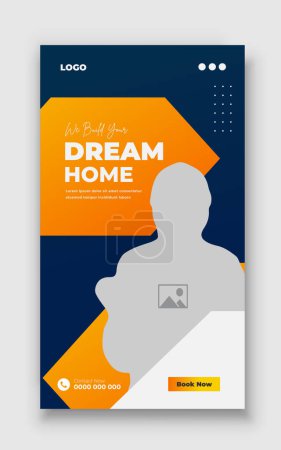 Home property and Construction social media post for smooth gradient background shape color instagram story and post web ad banner template