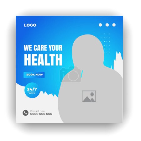 Hôpital social media post cover banner design set and elegant modern abstract clinic report smooth gradient background shape color template