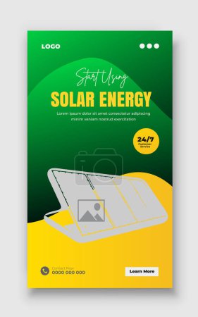 Panel de energía solar instagram historia y redes sociales post paquete banner web plantilla de diseño