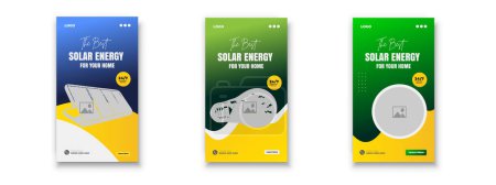 Ilustración de Panel de energía solar instagram historia y redes sociales post paquete banner web plantilla de diseño - Imagen libre de derechos