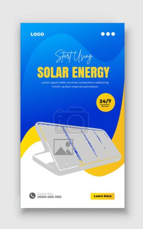 Ilustración de Panel de energía solar instagram historia y redes sociales post paquete banner web plantilla de diseño - Imagen libre de derechos