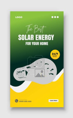Panel de energía solar instagram historia y redes sociales post paquete banner web plantilla de diseño