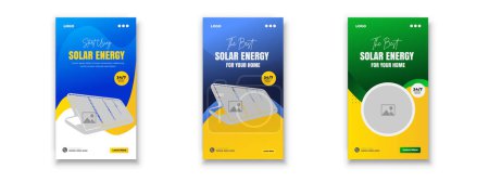 Solar energy panel instagram story and social media post bundle web banner design template