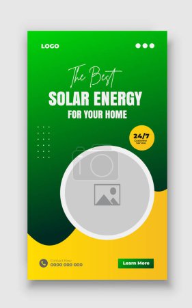 Solar energy panel instagram story and social media post bundle web banner design template