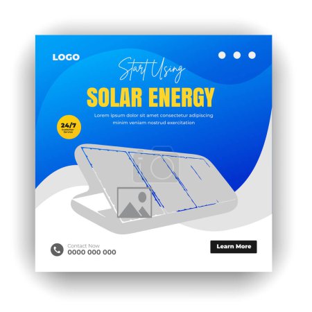 Téléchargez les illustrations : Panneau d'énergie solaire de projecteur & faisceau de conception de médias sociaux - en licence libre de droit