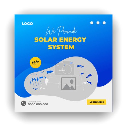 Téléchargez les illustrations : Panneau d'énergie solaire de projecteur & faisceau de conception de médias sociaux - en licence libre de droit