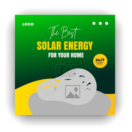 Ilustración de Panel de energía Solar Spotlight y paquete de diseño de redes sociales - Imagen libre de derechos