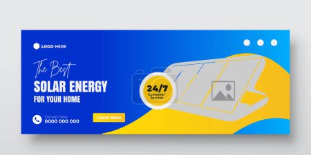 Illustration for Facebook cover for solar energy business or advertising banner design template - Royalty Free Image