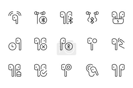 Airpods Kopfhörer-Funktionssymbol Design mit editierbarem Schlaganfall. Line, Solid, Flat Line und Geeignet für Web Page, Mobile App, UI, UX-Design.