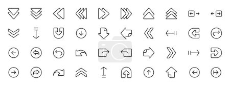 Illustration for Arrow icon, direction icons set sign and symbol vector design, Editable Stroke and Suitable for Web Page, Mobile App, UI, UX design. - Royalty Free Image