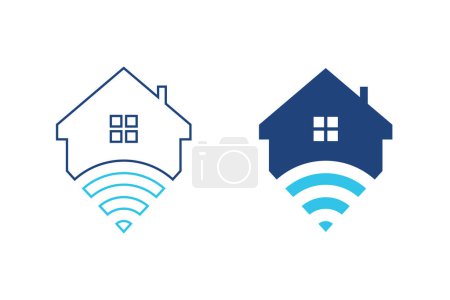 Illustration for Home and Wi-fi icon symbol wireless house simple icons vector - Royalty Free Image
