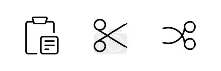 Illustration for Cut, copy, paste, rename, share, save and delete icon symbol collection in line and glyph style. For the use of UI and mobile app, web site interface. - Royalty Free Image
