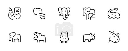 Illustration for Elephant icon, rhinoceros icon. flat vector and illustration, graphic, editable stroke. Suitable for website design, logo, app, template, and ui ux. - Royalty Free Image