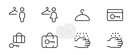 Illustration for Hanger Locker Clothes Cloakroom editable stroke outline icon isolated on white background flat vector illustration. - Royalty Free Image