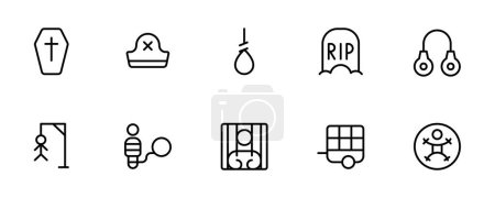 Illustration for Death, graveyard, prison, death, punishment icon. vector illustration. linear Editable Stroke. Line, Solid, Flat Line, thin style and Suitable for Web Page, Mobile App, UI, UX design. - Royalty Free Image