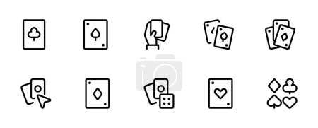 Illustration for Play card icon, vector set design with Editable Stroke. Line, Solid, Flat Line, thin style and Suitable for Web Page, Mobile App, UI, UX design. - Royalty Free Image