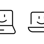 Smiling Laptop icons set. Laptop different style. collection Laptops or notebook computer. icon Flat and line icon - stock vector. Can use for UI and mobile app, web site interface.