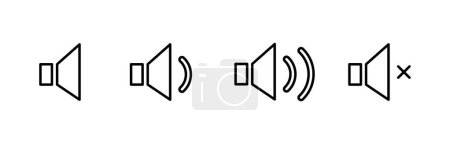 Illustration for Volume icons set of audio speaker volume sign and symbol loudspeaker icon sound audio voice media music mute design - Royalty Free Image