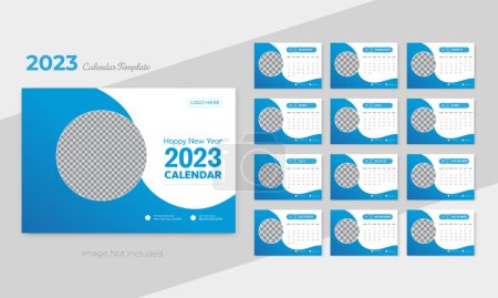 Téléchargez les illustrations : Modèle de calendrier professionnel pour l'année 2023 - en licence libre de droit
