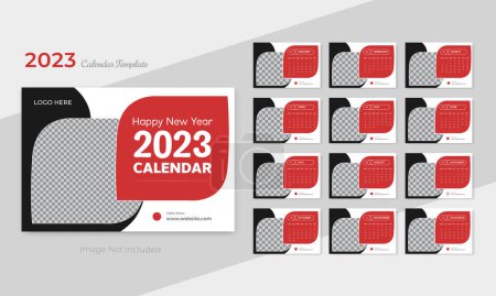 Téléchargez les illustrations : Modèle de calendrier professionnel pour l'année 2023 - en licence libre de droit
