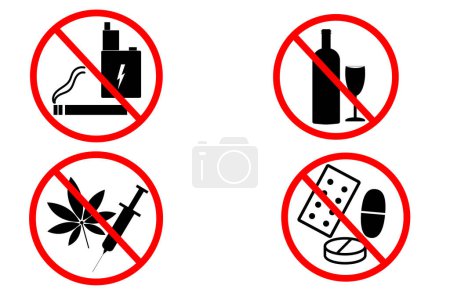 Illustration for Prohibition signs. Set of prohibition signs isolated on a white background. Vector illustration. - Royalty Free Image