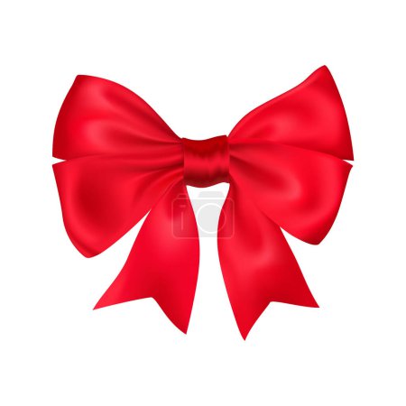 Illustration for A large red bow for decorating gifts and surprises for the holidays. Gift packaging for birthday, Valentine's day. Object isolated on white background. Vector illustration. - Royalty Free Image