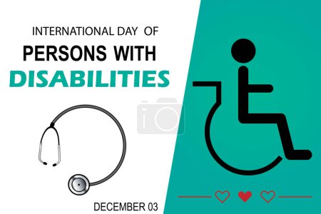 Illustration for International Day of People with Disabilities. Celebrated on December 3, it is intended to raise awareness of the situation of people with disabilities. Vector illustration. - Royalty Free Image