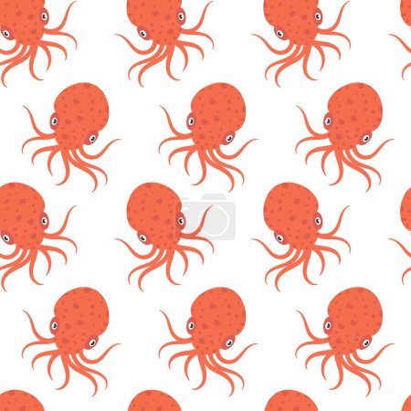 Sea octopus seamless pattern. Trendy cartoon sea octopus pattern for wrapping paper, wallpaper, stickers, notebook cover.