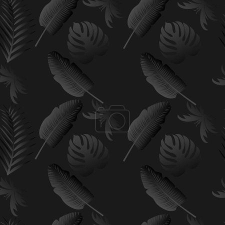 Lujo hojas tropicales oscuras patrón sin costura. Textura de fondo de patrón exótico para impresión, tela, diseño de embalaje, invitación. Ilustración de vector Vintage.