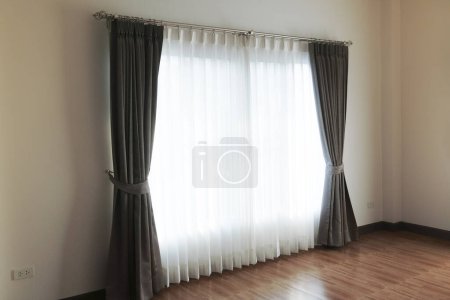 Photo for Curtains window decoration interior of room,empty room with window and curtains - Royalty Free Image