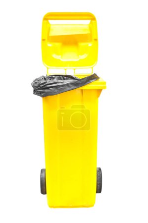 Photo for Yellow Garbage bins isolated on white - Royalty Free Image