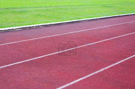 Photo for Running track and green grass,Direct athletics Running track at Sport Stadium - Royalty Free Image