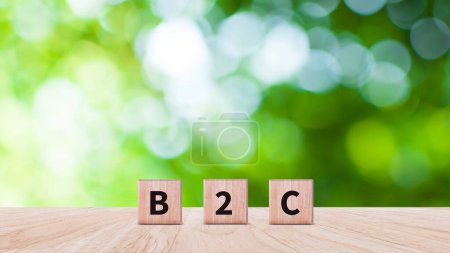 Photo for Business to customer, B2C, BTC marketing concept, wooden cubes with abbreviation B2C icon, Business, financial and marketing model, management and service concepts. - Royalty Free Image