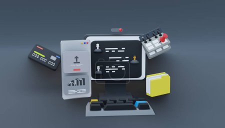  3D computer AI Robot Chatbot Web UI/UX. . SOFTWARE ai Programmieralgorithmen. 3D-Darstellung