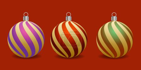 Téléchargez les illustrations : Ensemble de boules de Noël brillantes. Concept exclusif, dessiné à la main et hautement rendu pour le prochain Noël. - en licence libre de droit