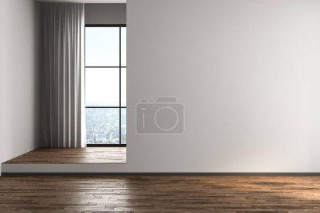 Téléchargez les photos : Chambre vide avec fenêtre et parquet en bois. Illustration 3 d - en image libre de droit