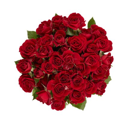 Foto de El ramo de las rosas rojas con las espinas Tomen la foto de arriba con el corte aislado sobre el fondo blanco tienen la palmadita que corta - Imagen libre de derechos