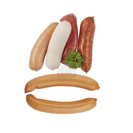 group sausage isolated on white background with clipping path
