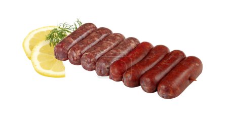 Fresh raw sausages isolated on white background with cut out 