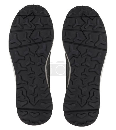 Foto de Suelas de zapatos recortan fondo blanco aislado con camino de recorte - Imagen libre de derechos