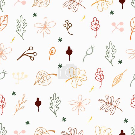 Photo for Seamless pattern with autumn elements, leaves, berries - Royalty Free Image